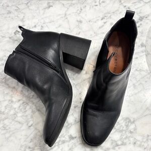 Lucky Brand Black Leather Block Heel Ankle Booties